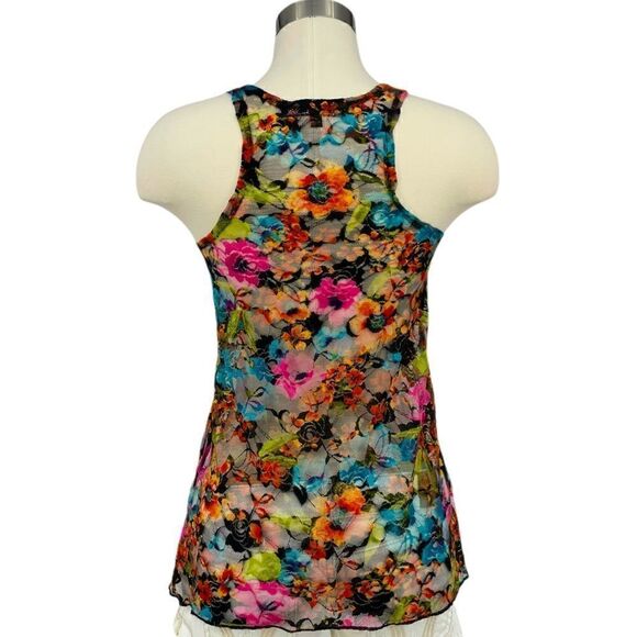 Almost Famous Sheer Lace Floral Zip Front Tank - Picture 6 of 9